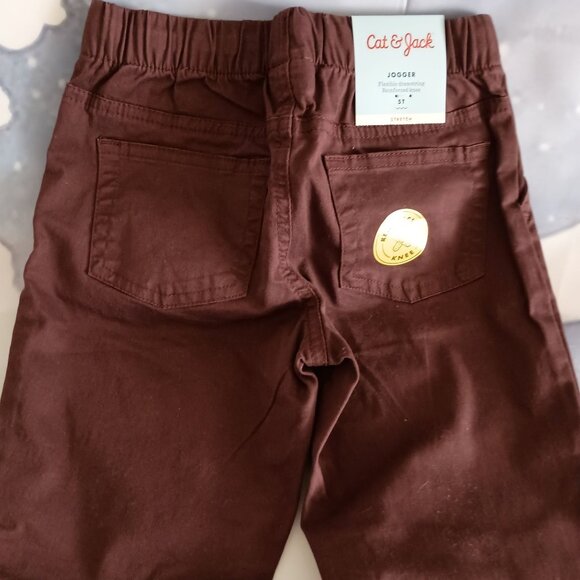 Cat & Jack Joggers Kids 5T Brown Drawstring Waist Tapered Leg NWT Stretch Pants - Picture 7 of 8